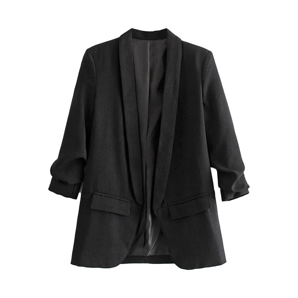 Vintage Office Wear Open Blazer Coat